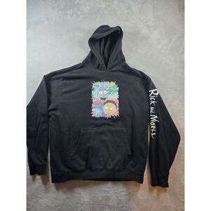 Rick and Morty Hoodie‎ Sweatshirt Mens XL Black Graphic *Read